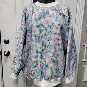 Salt Air women's super soft white pastel floral sweatshirt size 3xl